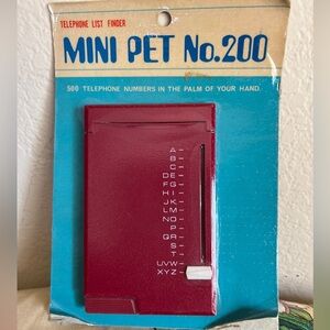 VTG Red Mini Pet Telephone List Finder No. 200 in Original Unopened Package